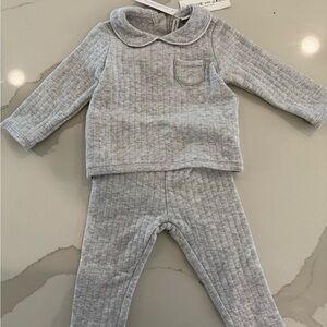 Janie and Jack Gray Quilted Two-Piece Set